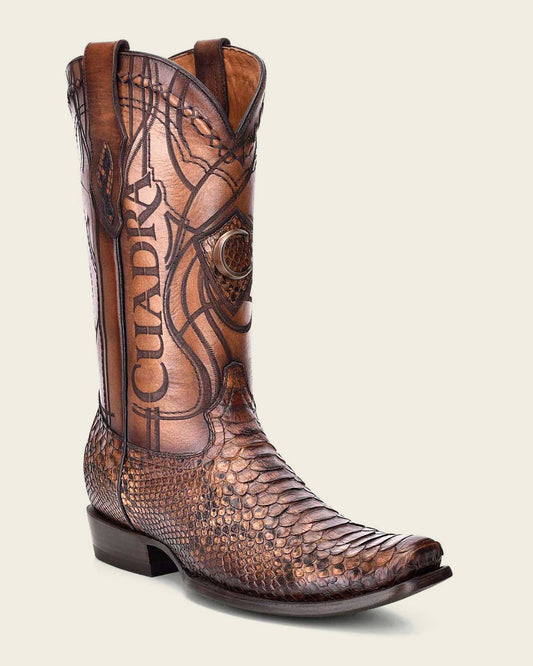 Honey Python Western Boots: Hand-crafted statement piece with laser engraving. 