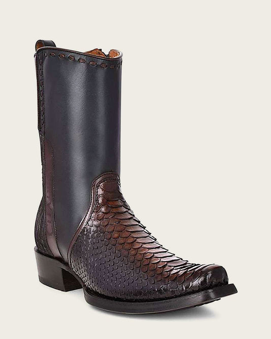 Handcrafted Brown Python Boots: Men's Luxury Footwear.