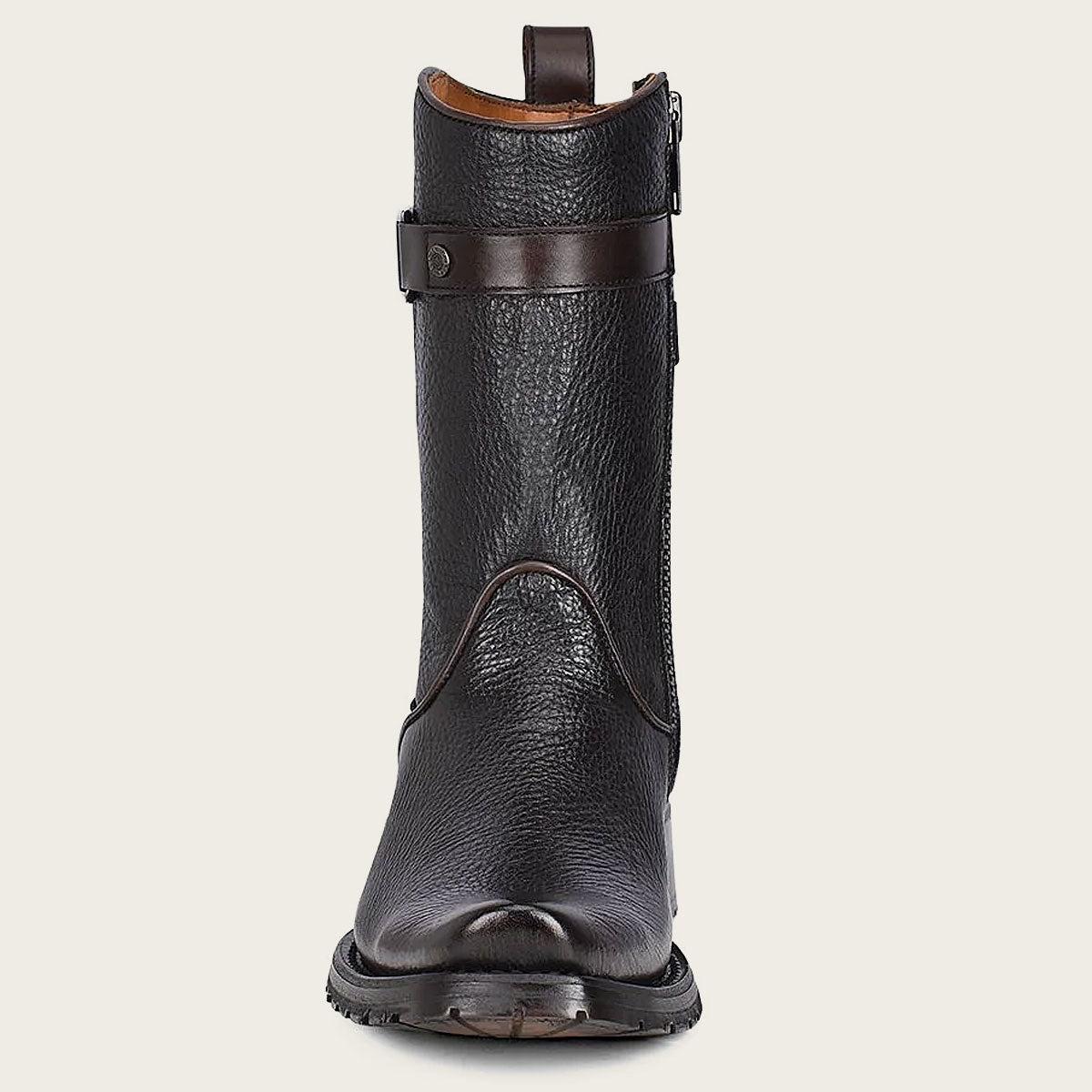 Premium Men's Bovine Leather Boots with Cuadra Logo Embroidery and Strap Detail