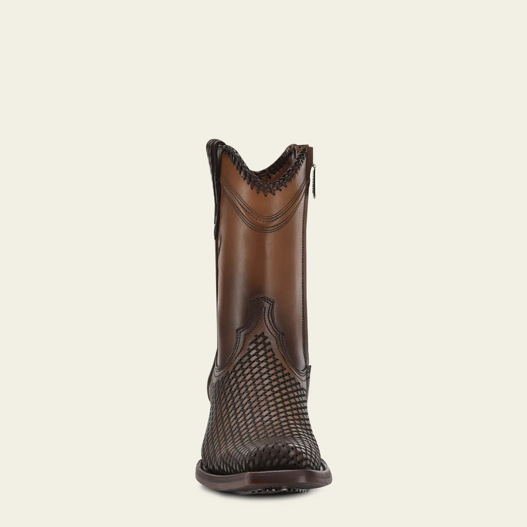 Engraved honey leather casual boot