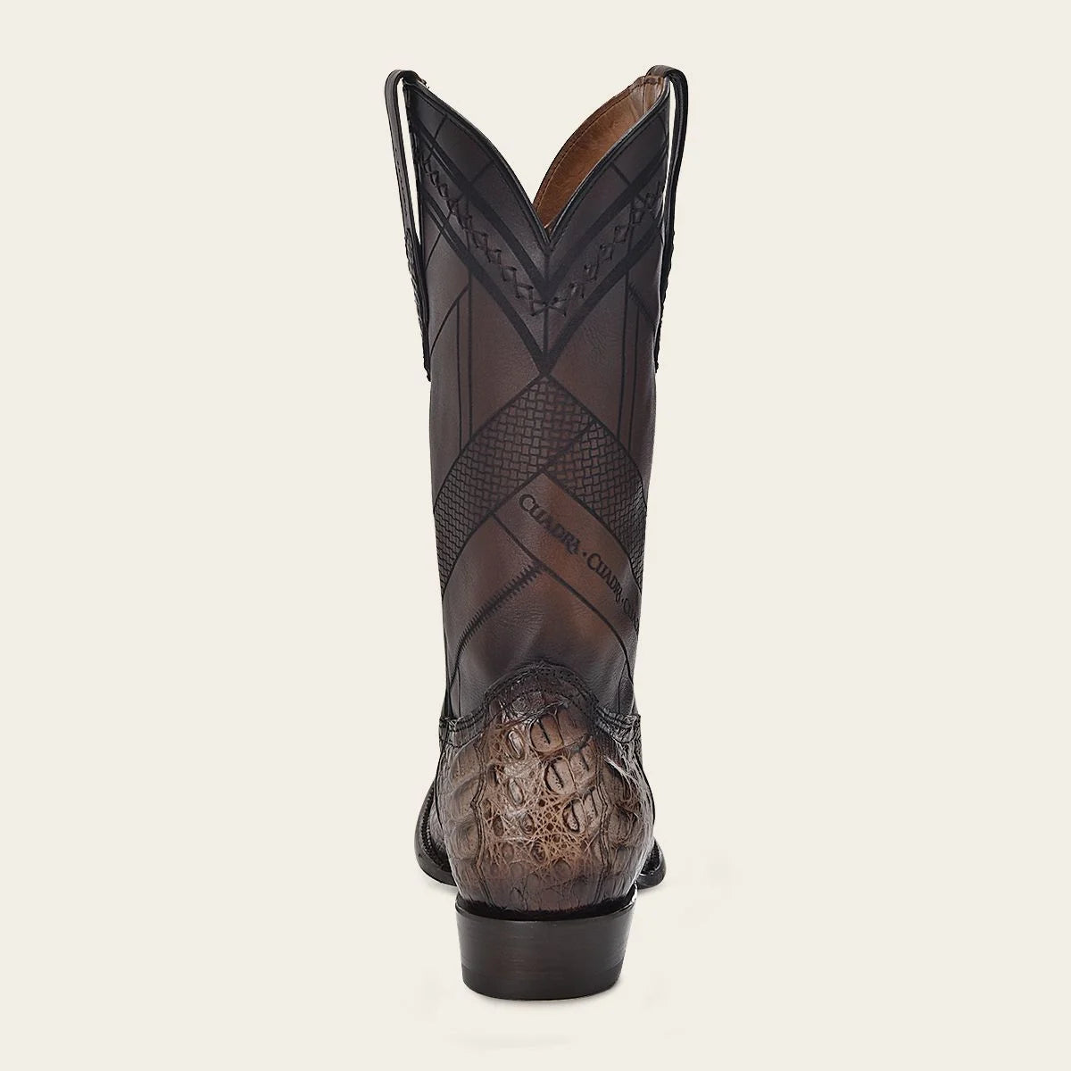Hand-painted traditional exotic dark brown leather boot