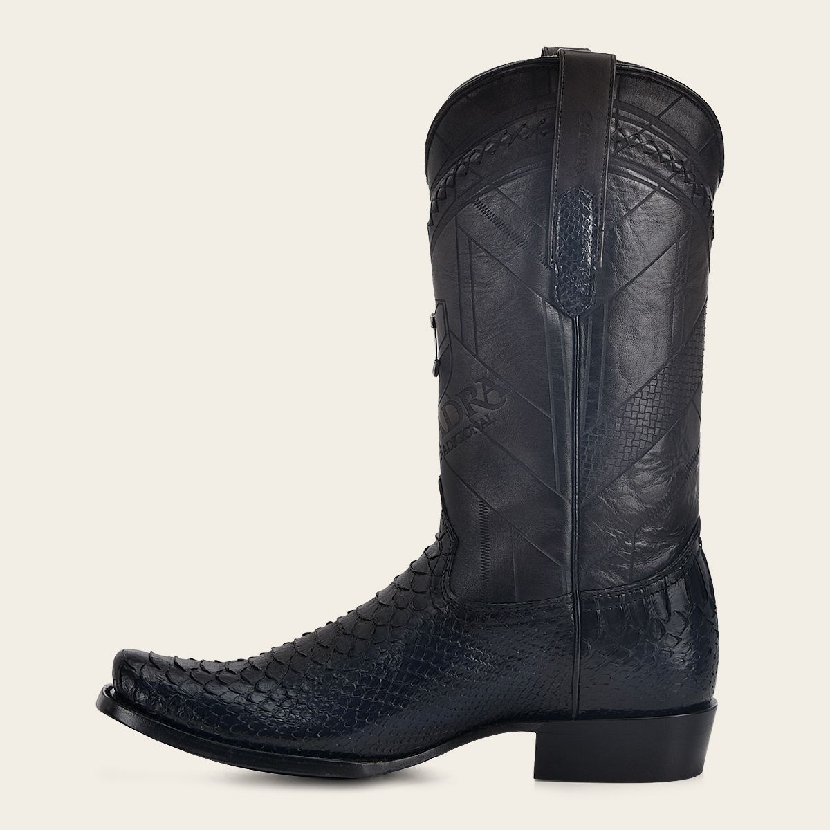 Hand-painted traditional blue python leather boot - 1J2FPH - Cuadra Shop