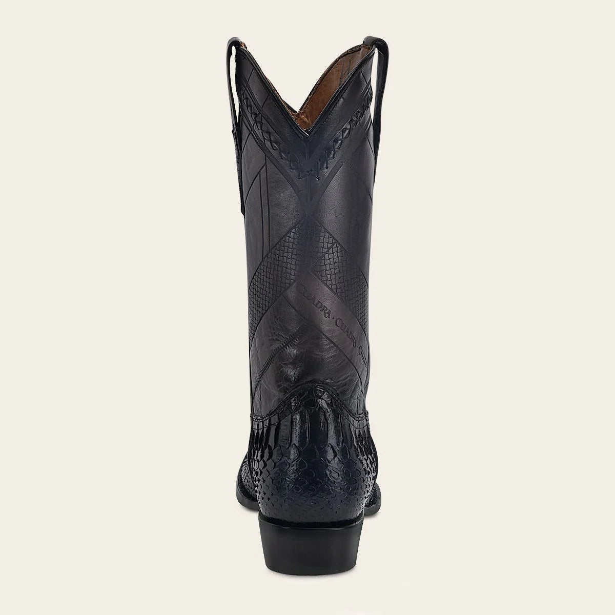 Hand-painted traditional blue python leather boot