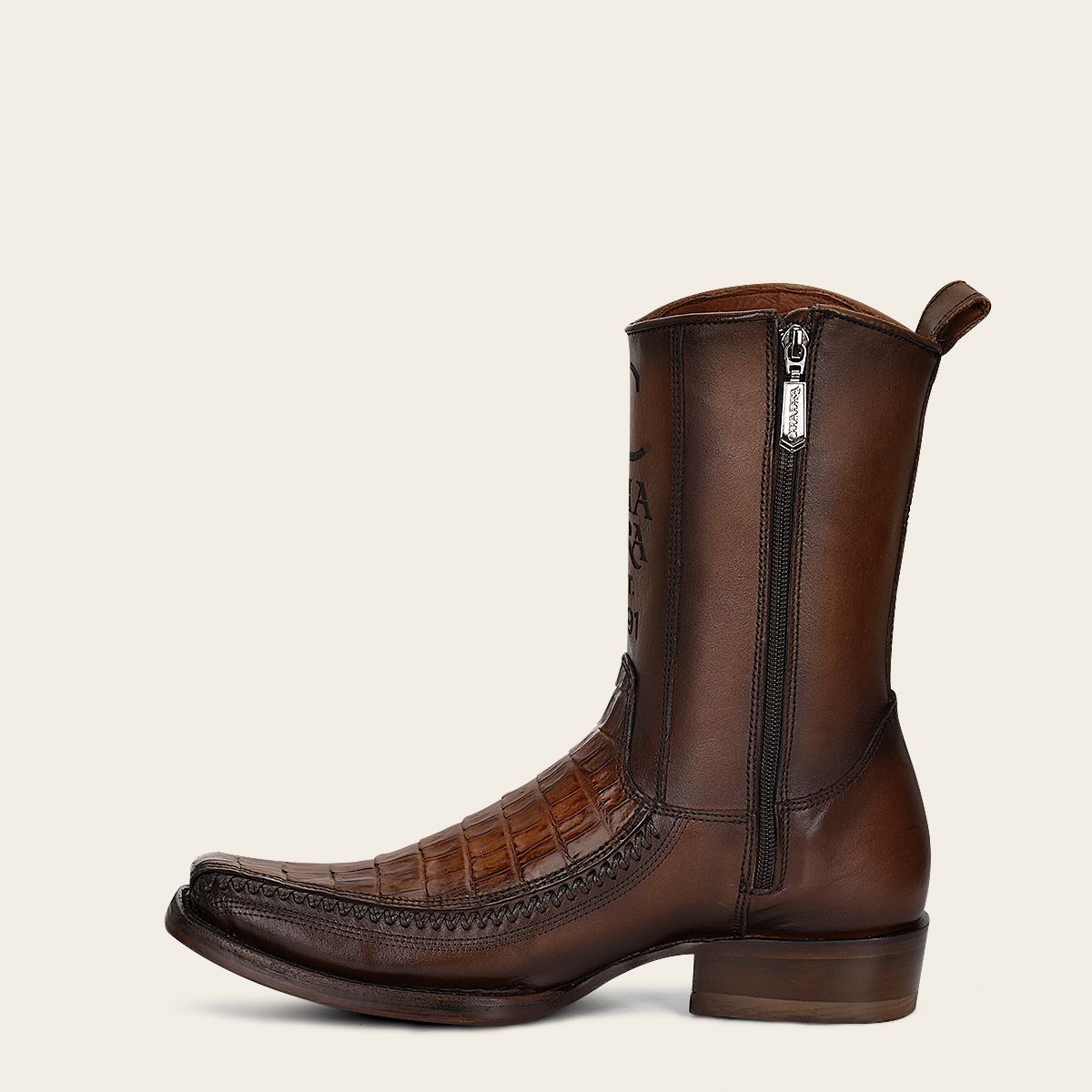 Brown exotic leather cowboy boots
