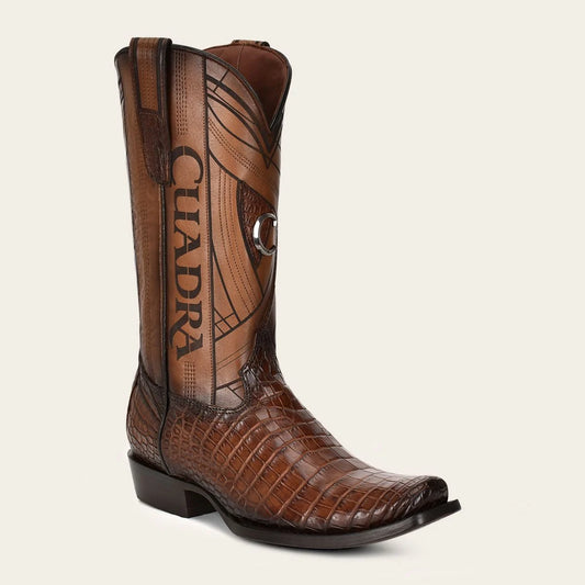 Hand-painted traditional exotic honey leather boot
