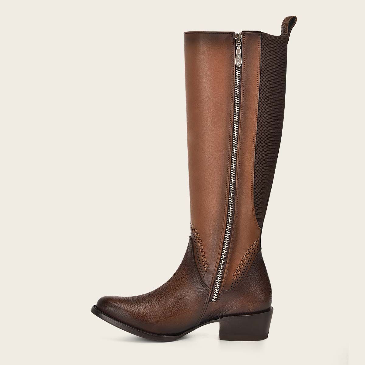 High brown boot with different textures - 1X4IRS - Cuadra Shop