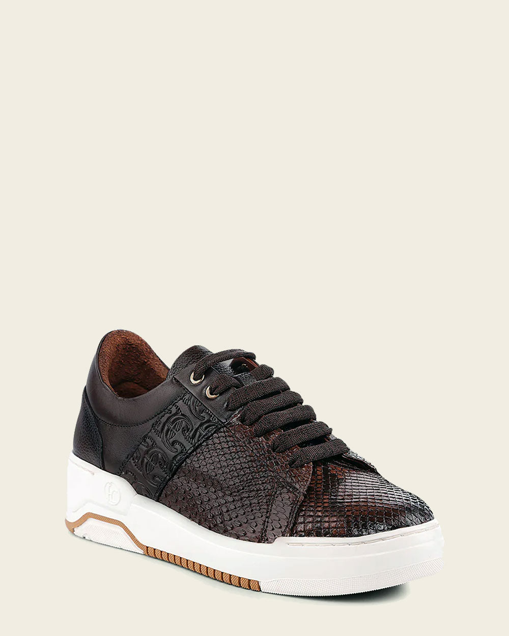 Genuine python dark brown leather sneakers