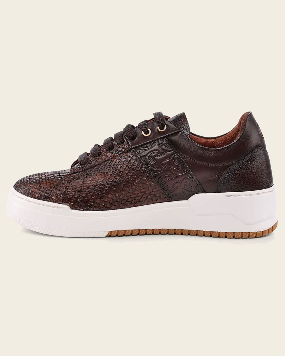 Genuine python dark brown leather sneakers