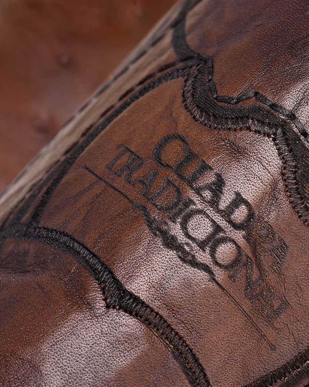 Ostrich Leather Boots with Monogram: Men's boots featuring premium ostrich leather and a sleek Cuadra monogram.