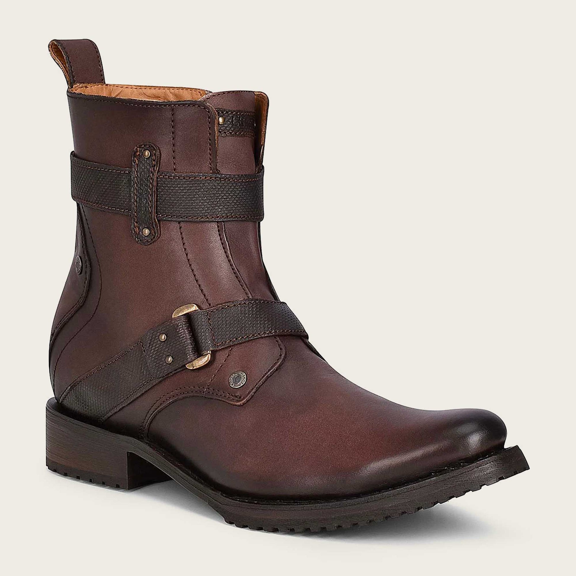 mens leather ankle brown boots