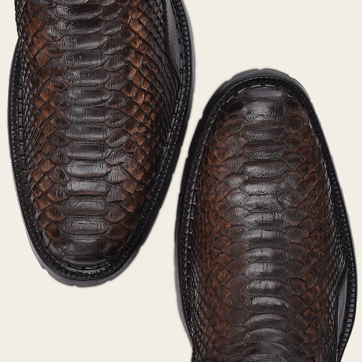 Casual urban brown bootie in genuine python leather