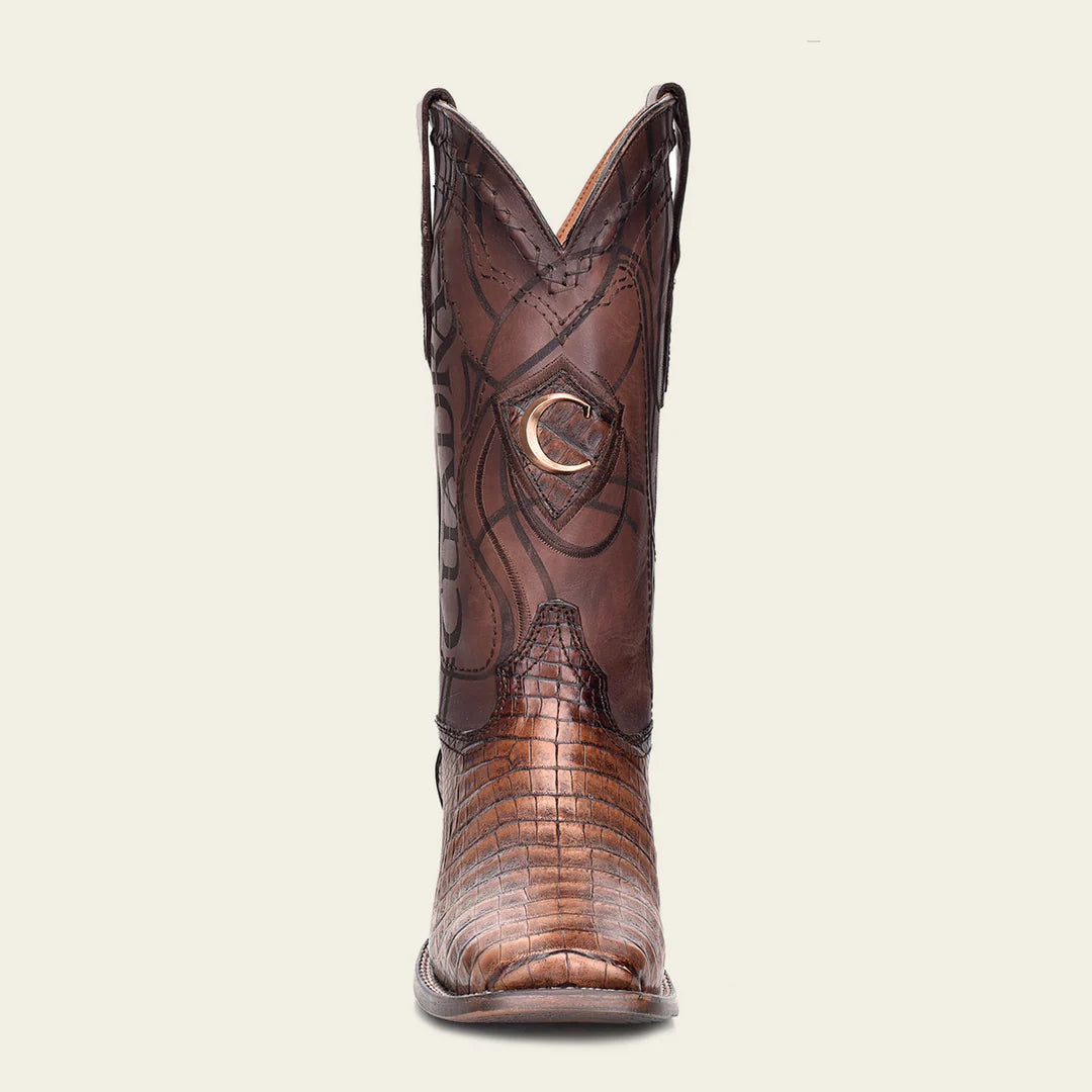 Engraved brown exotic leather cowboy boots - 3Z1OFY - Cuadra Shop