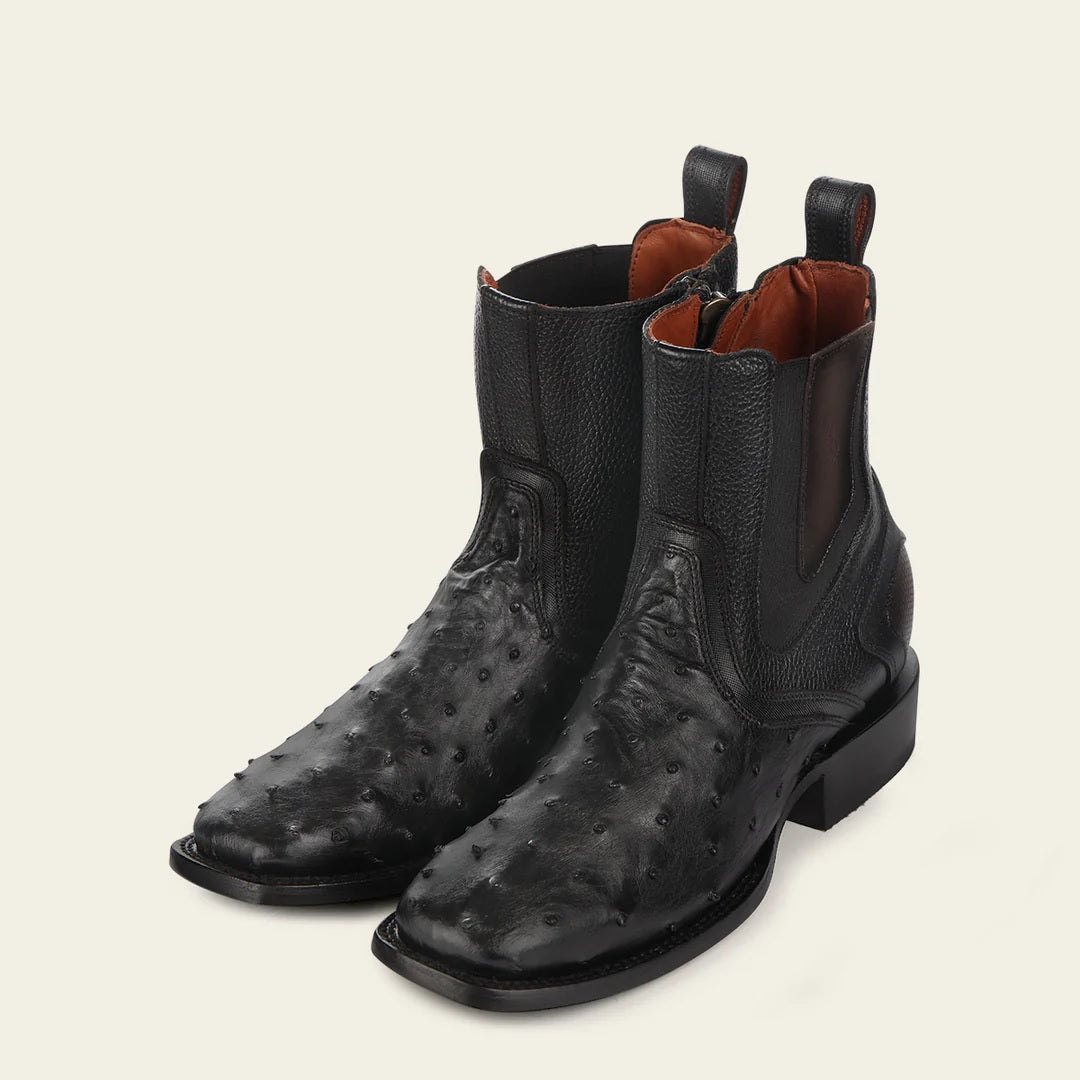 Black exotic leather urban boots