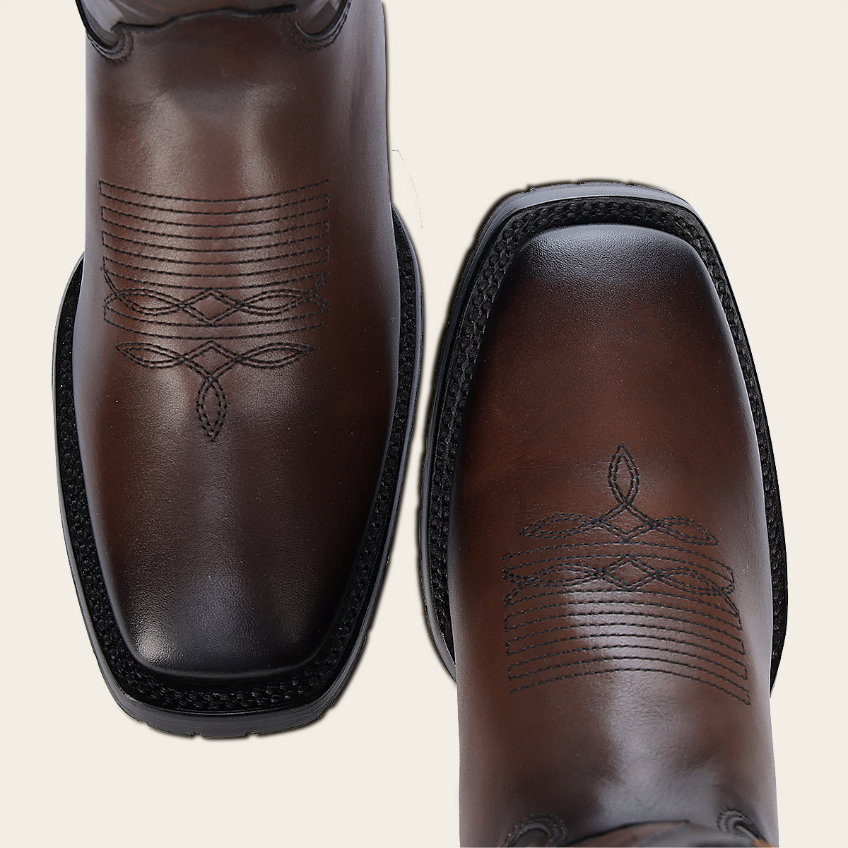 Honey brown hand-painted engraved decoration leather boots