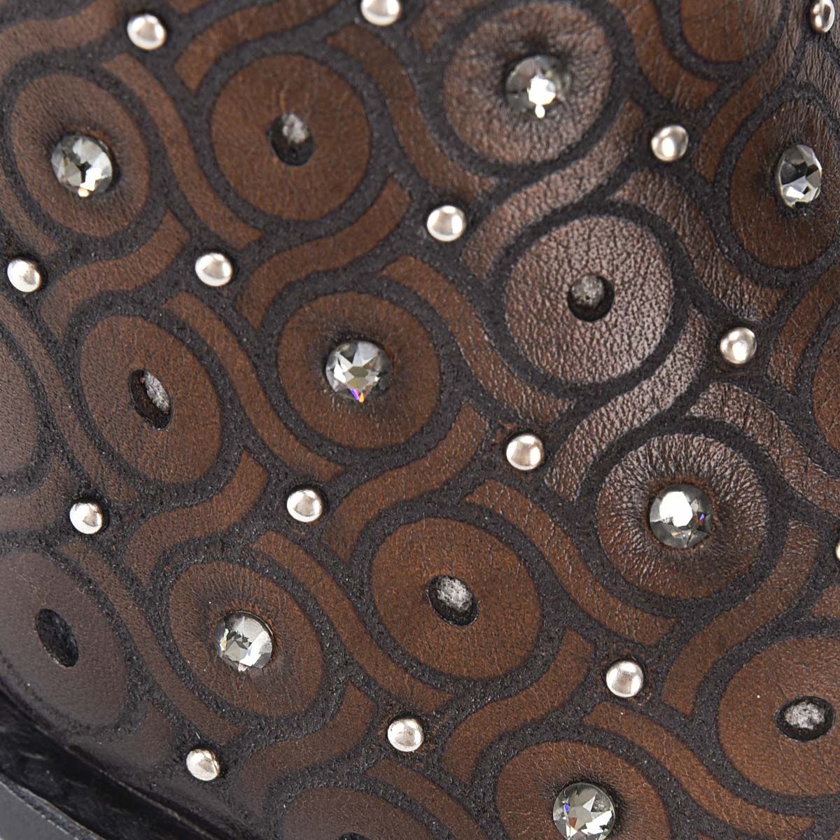 Dark brown tall boot with austrian crystals detail