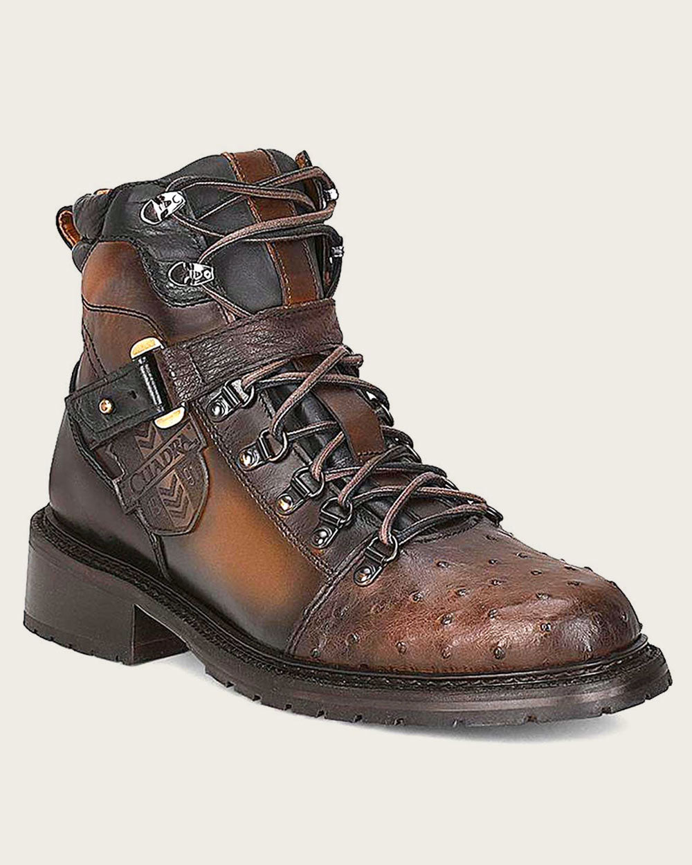 Craftsmanship & Style: Brown Ostrich Boots.