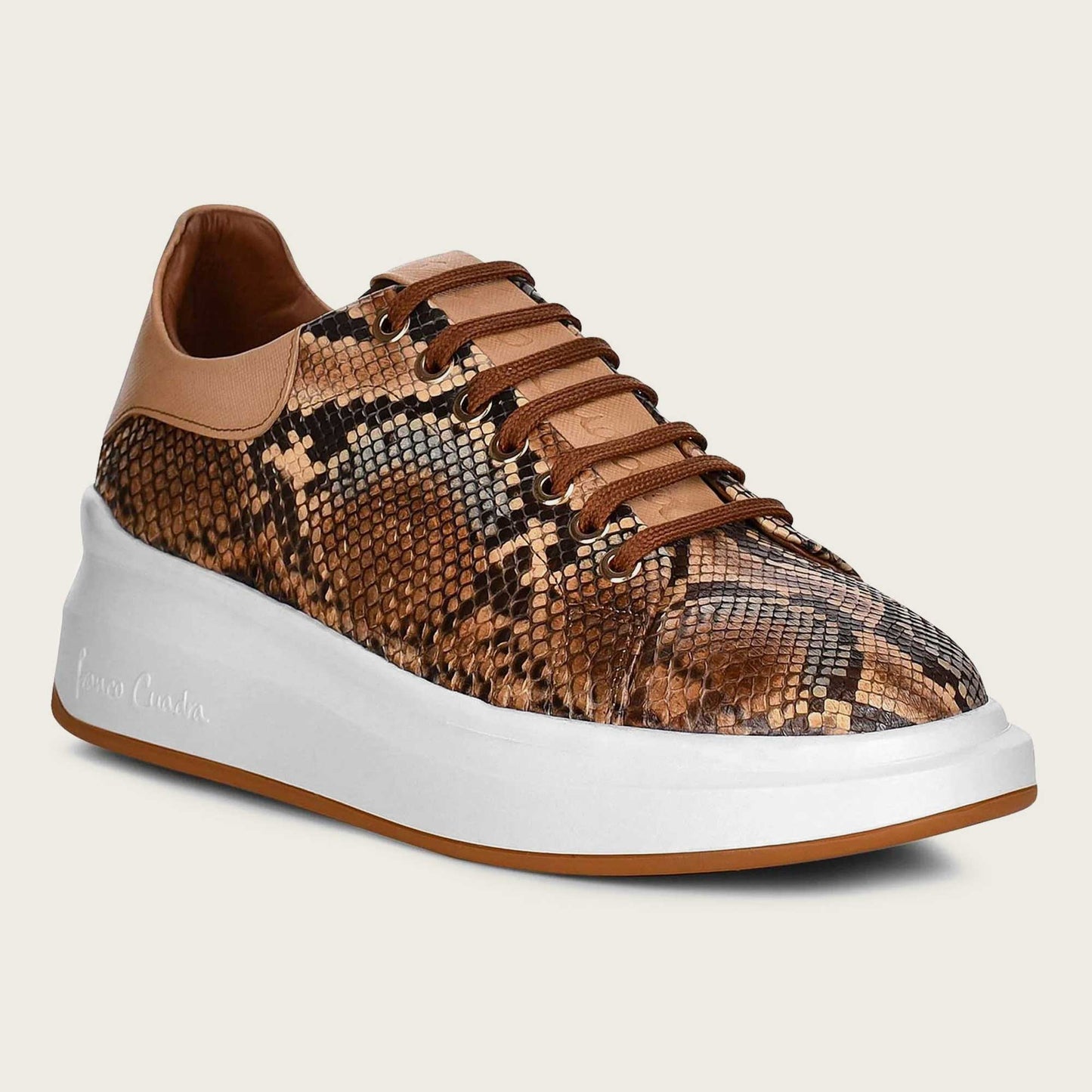 Genuine python brown leather sneakers