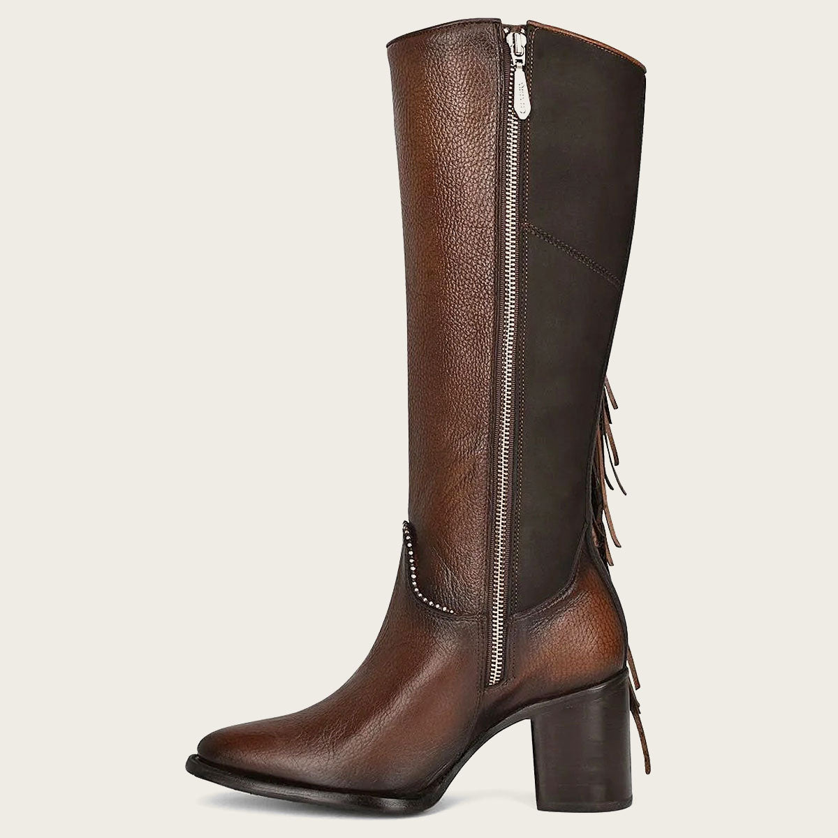 Braiding brown leather boots - 4Q03RS - Cuadra Shop