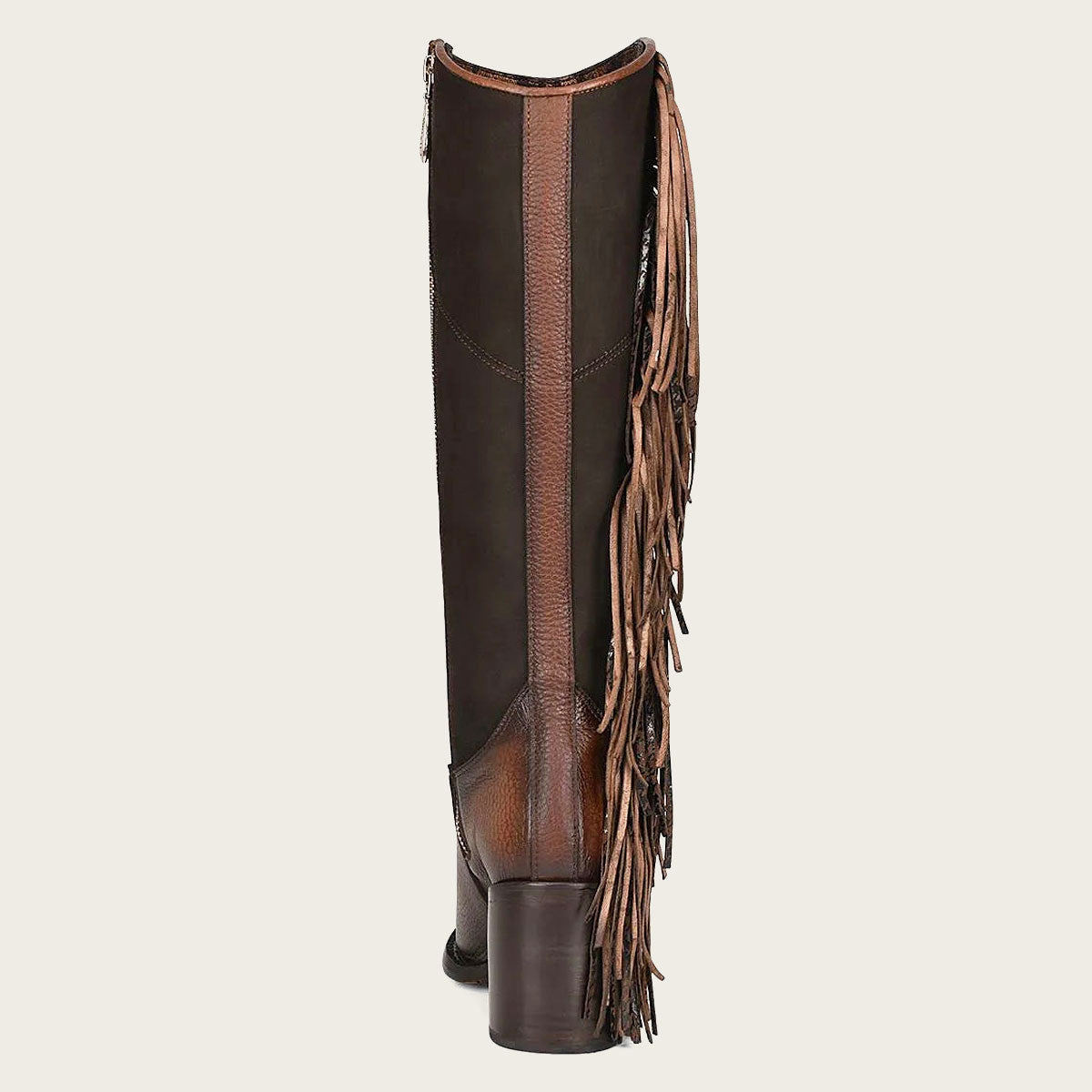 Handmade braiding brown leather boot
