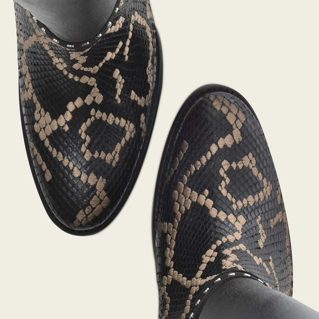 Genuine python black leather tall boot
