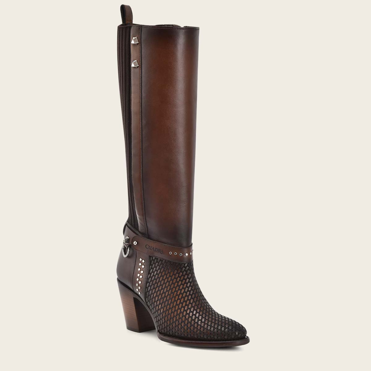 Stylish brown honey leather tall boot