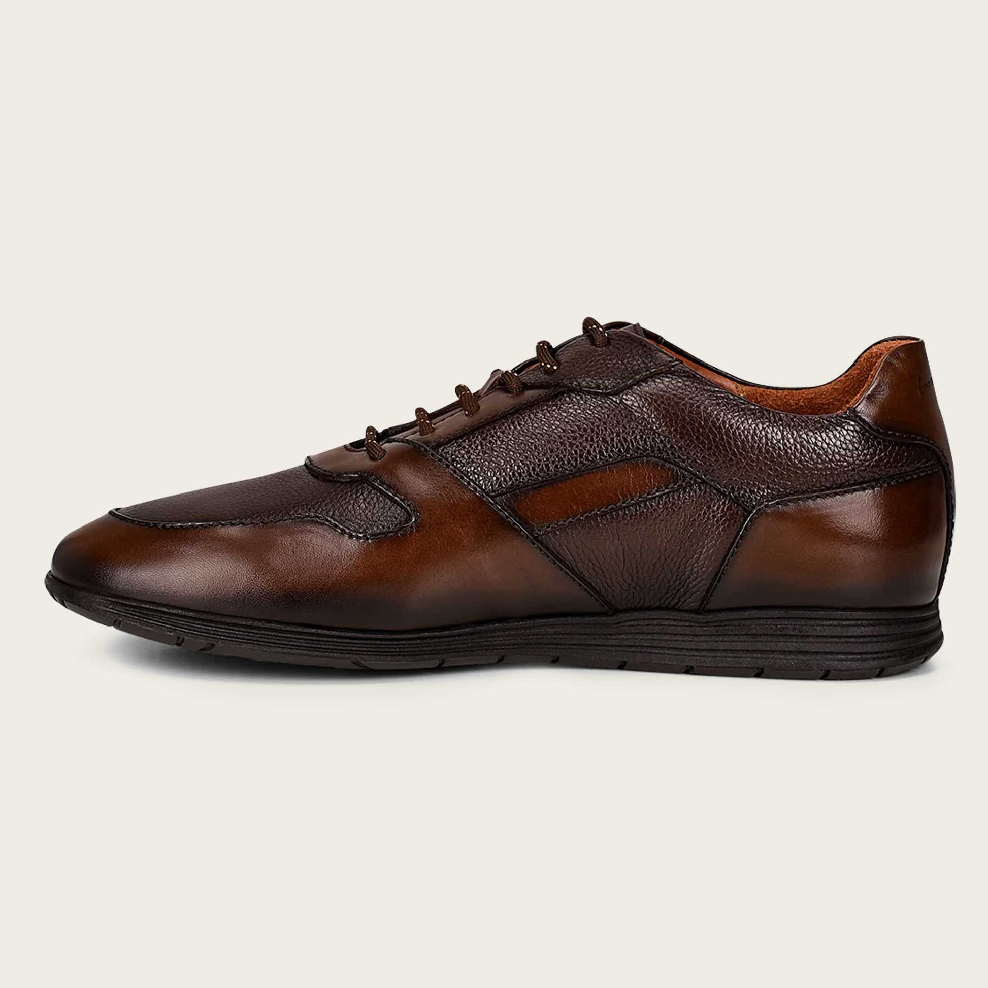 Brown bristol leather sneakers, Men's bovine leather sneakers