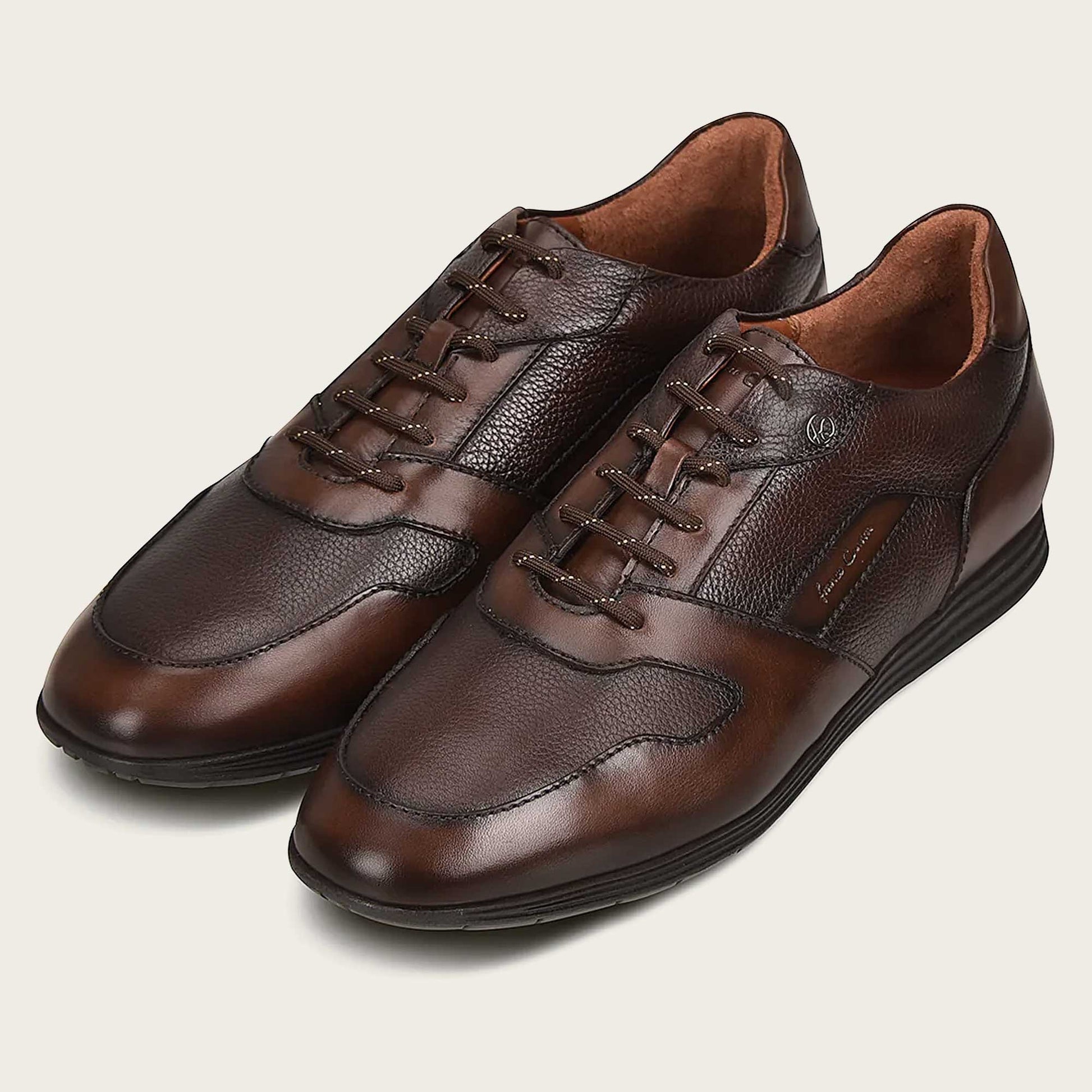 Brown bristol leather sneakers, Men's bovine leather sneakers