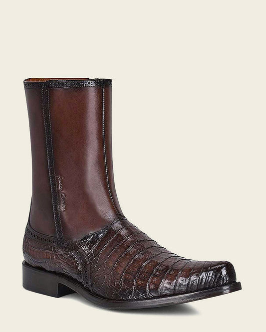 Cuadra Brown Boots: Cayman & bovine leather for luxury & timeless style.