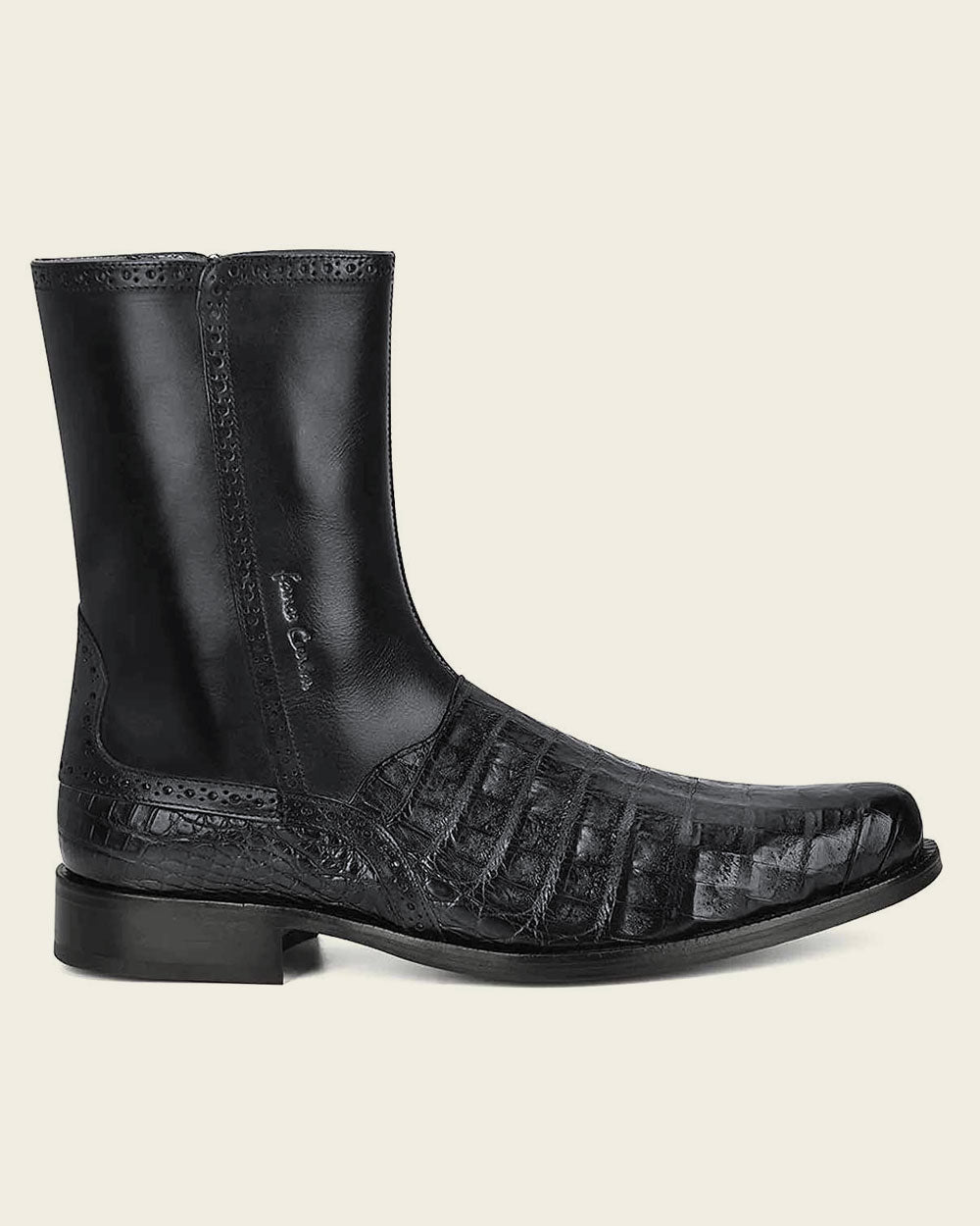 Superior craftsmanship: Explore Cuadra's hand-painted black leather boots.
