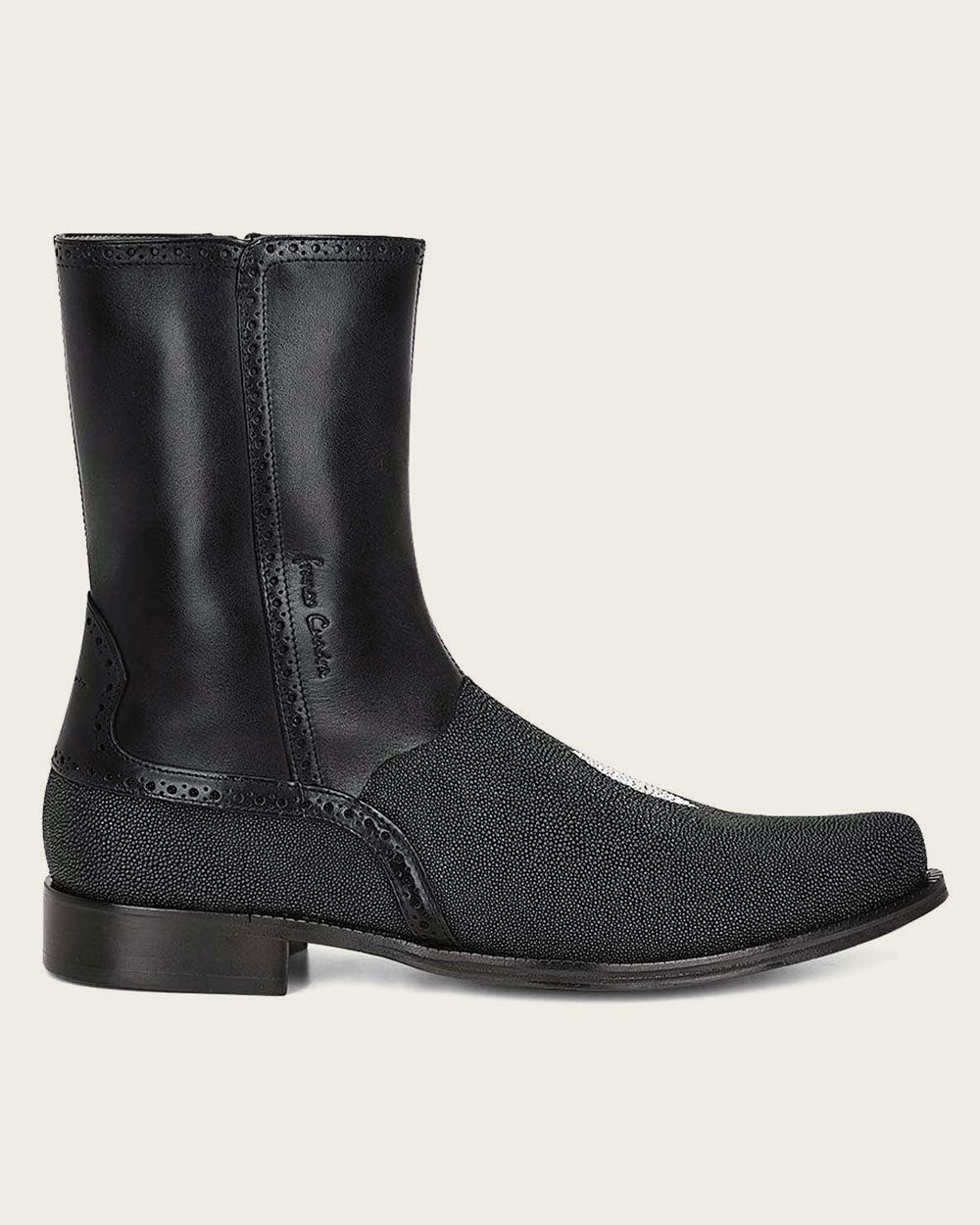 Elevate your style: Black stingray leather boots by Cuadra. 