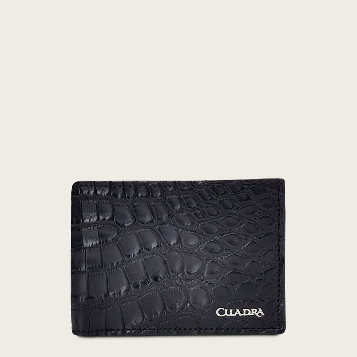 Handmade black exotic leather bifold wallet