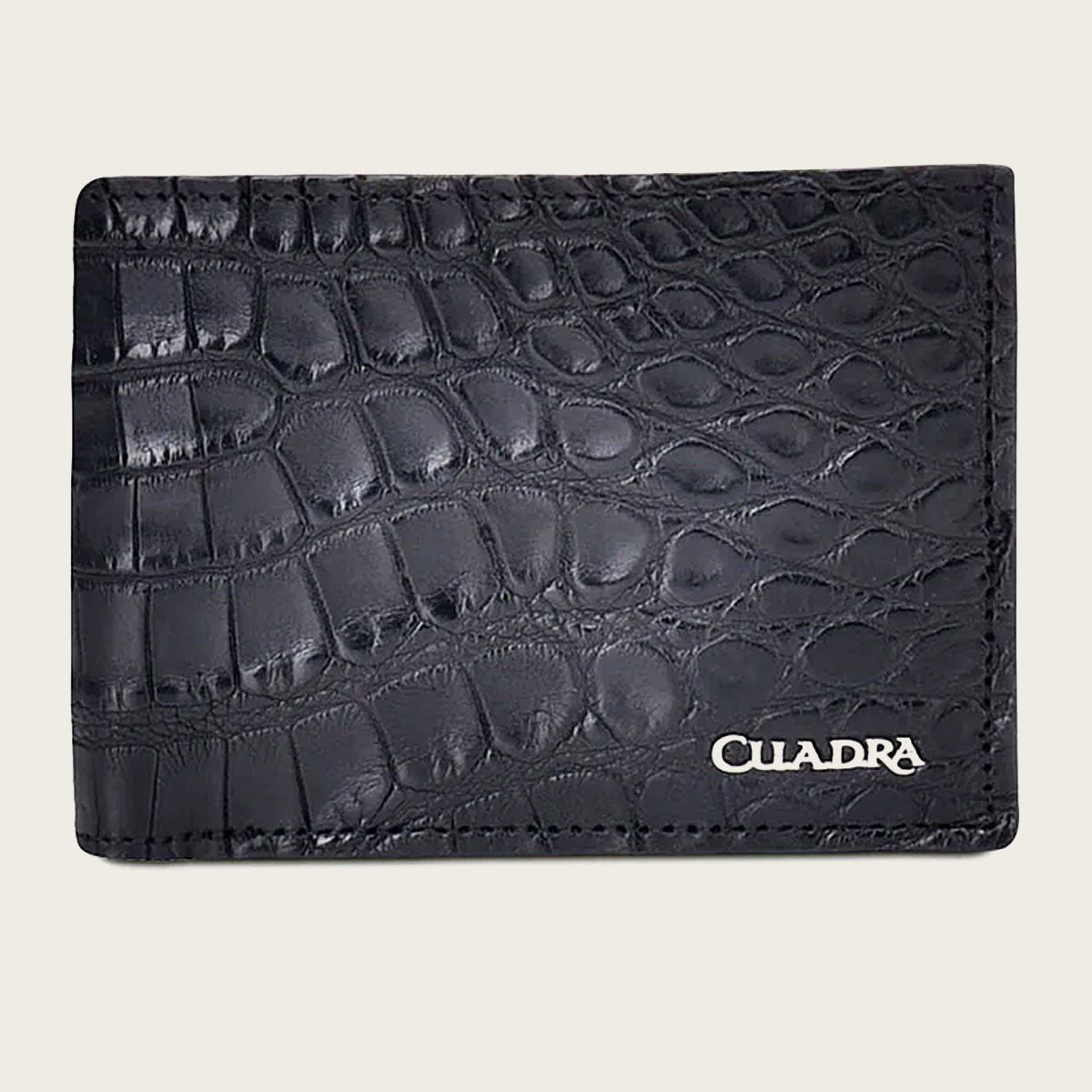 Handmade black bifold exotic leather wallet 2