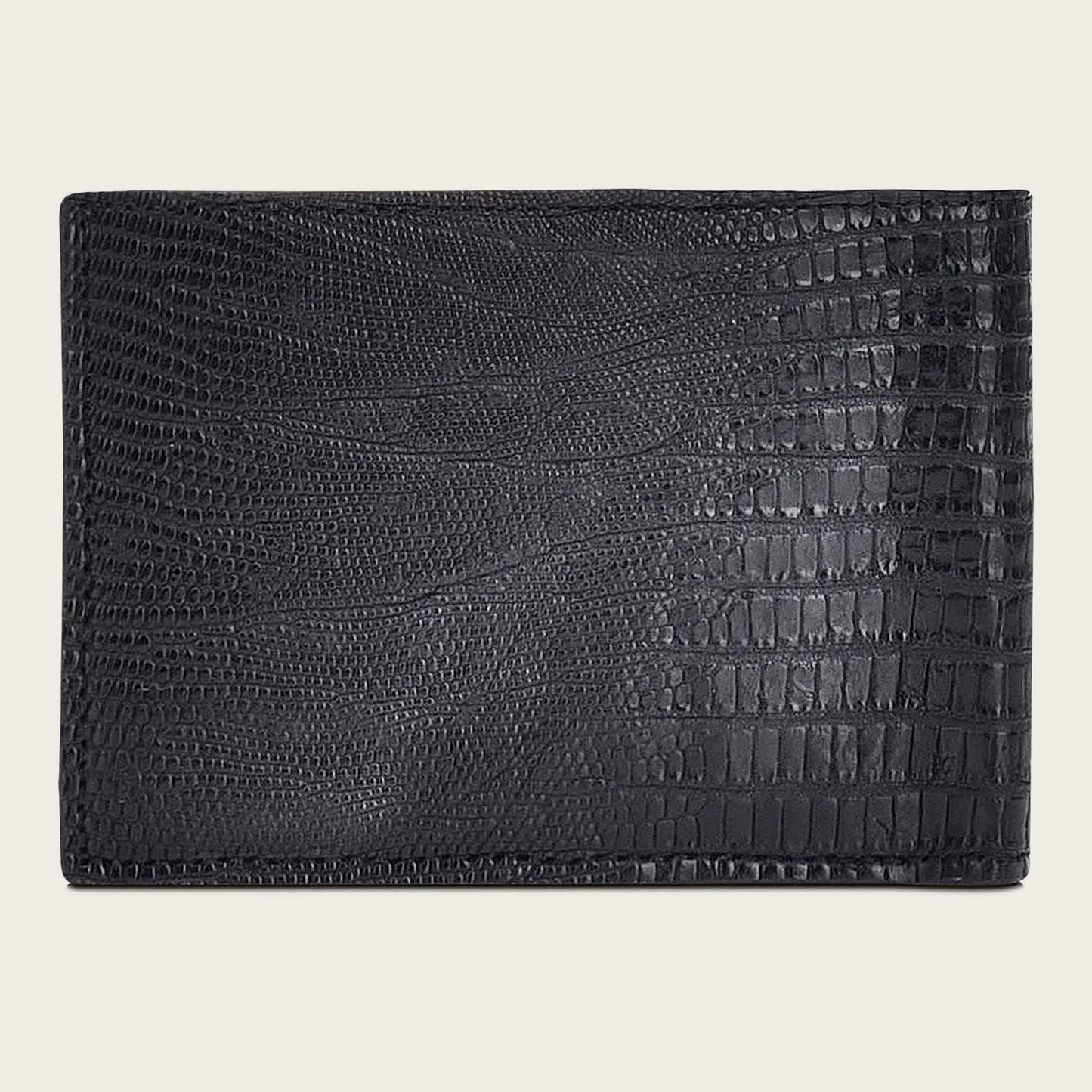 Handmade black exotic bifold leather wallet 4