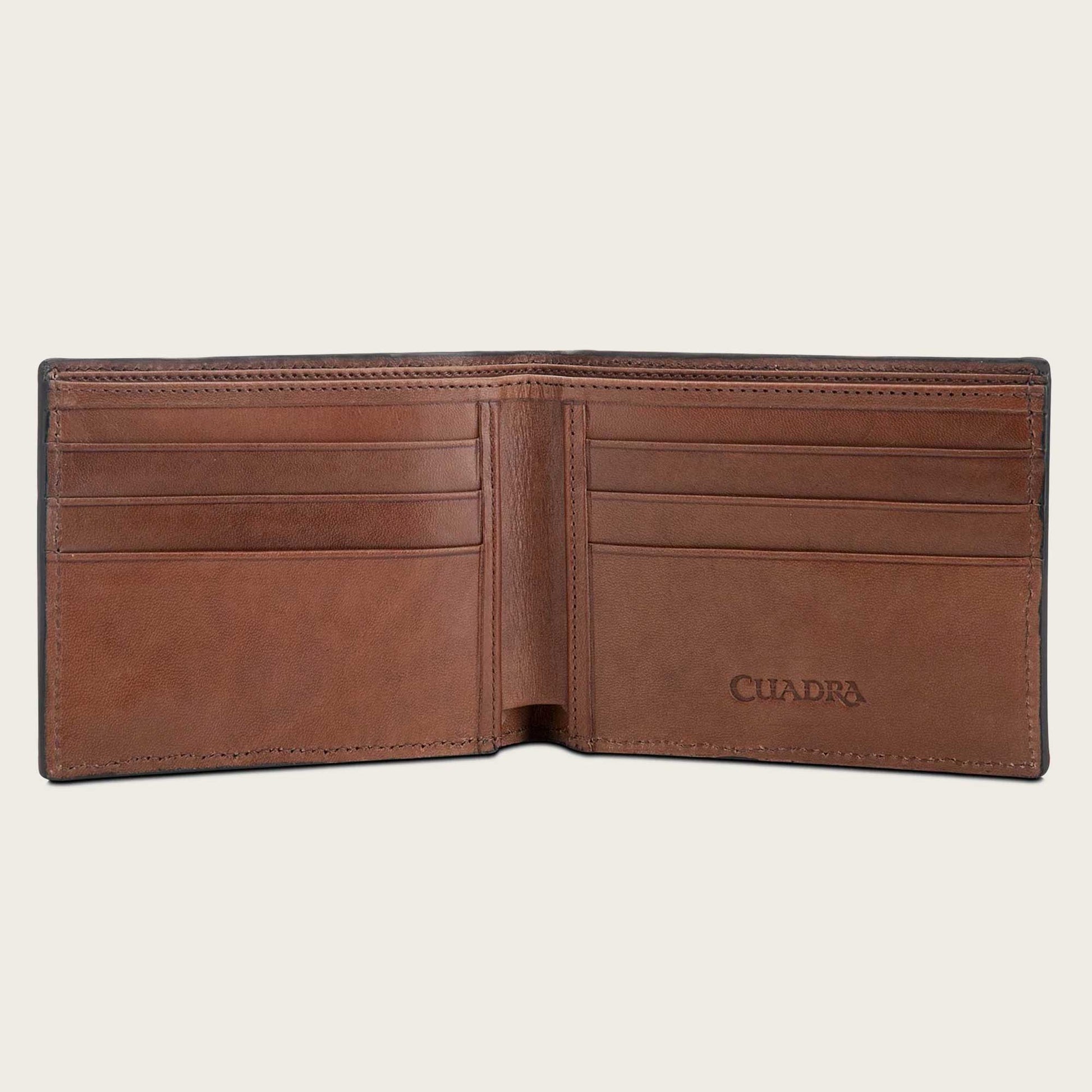 Hand-painted bifold brown leather wallet for men - B3029PI - Cuadra Shop