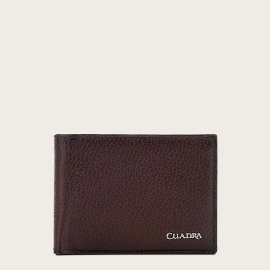 Handmade brown leather bifold wallet