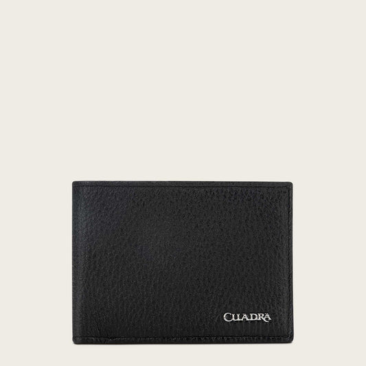 Handmade black leather bifold wallet