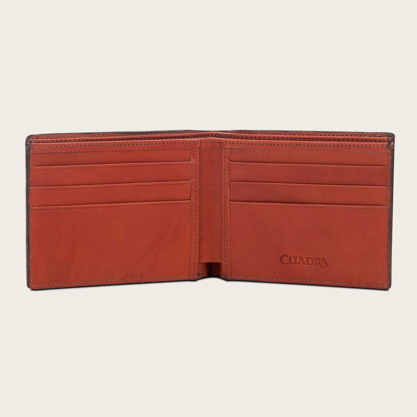 Handmade brown leather bifold wallet