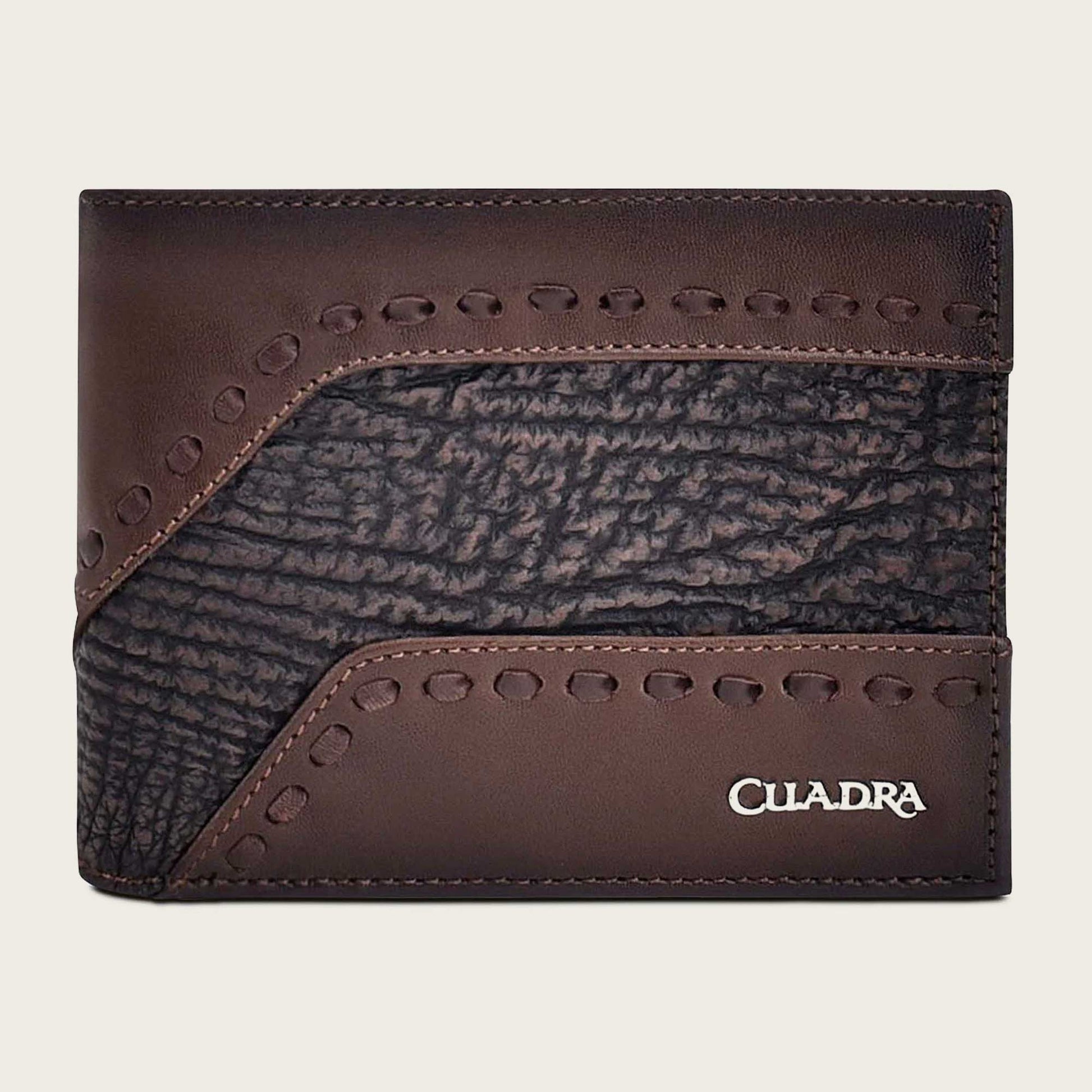 Contrasting leather strap brown leather wallet - 4597 - Cuadra Shop