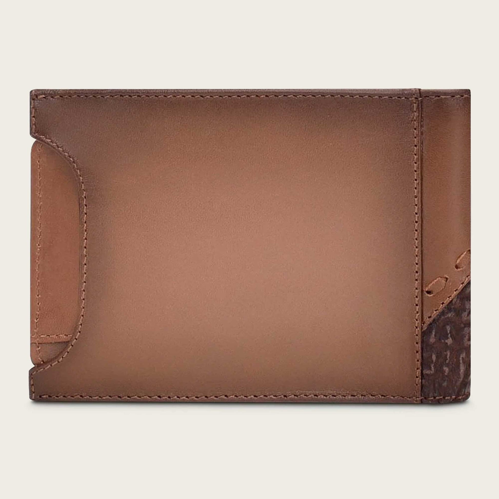 Honey leather bifold men's wallet - B3014TI - Cuadra Shop