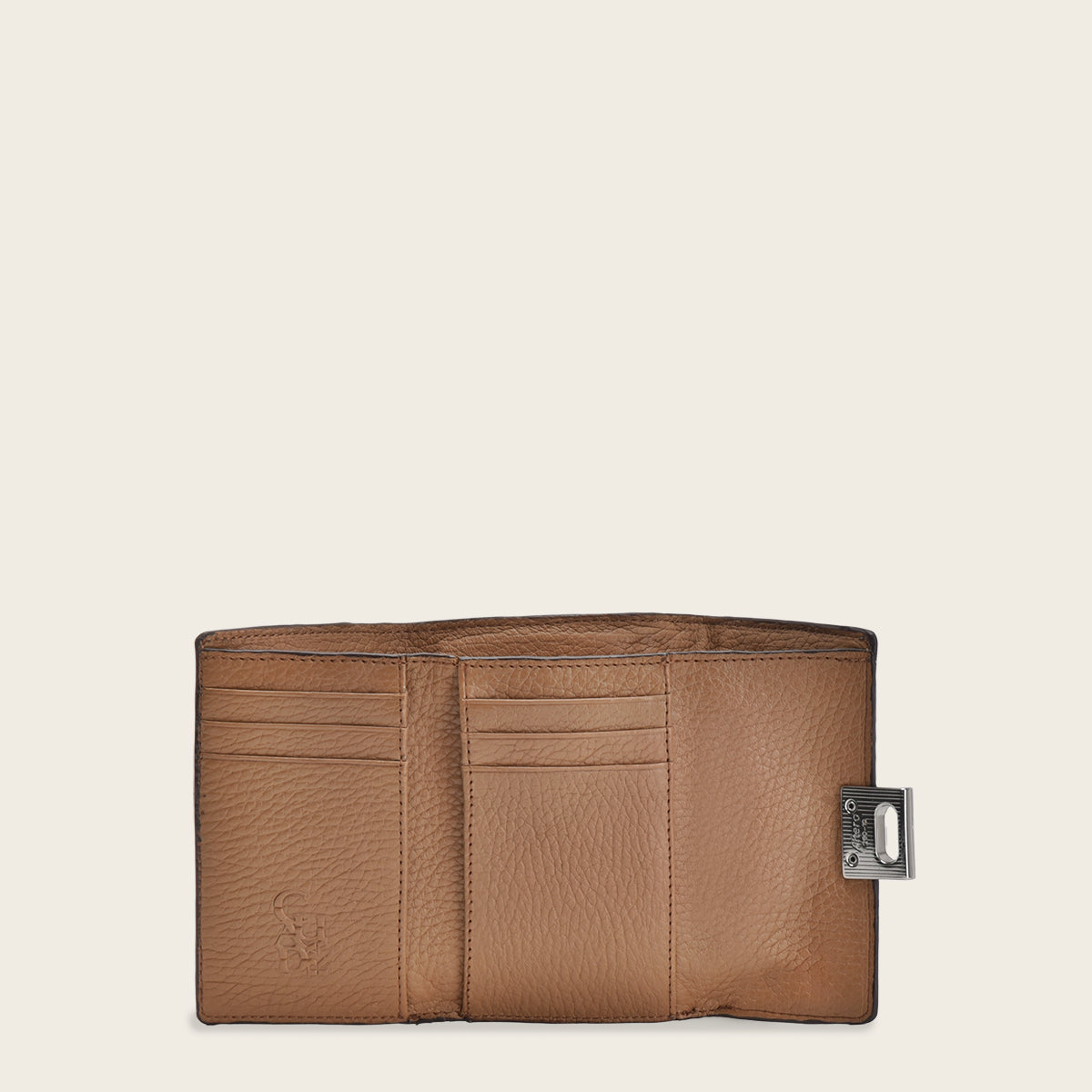 Brown exotic leather trifold wallet
