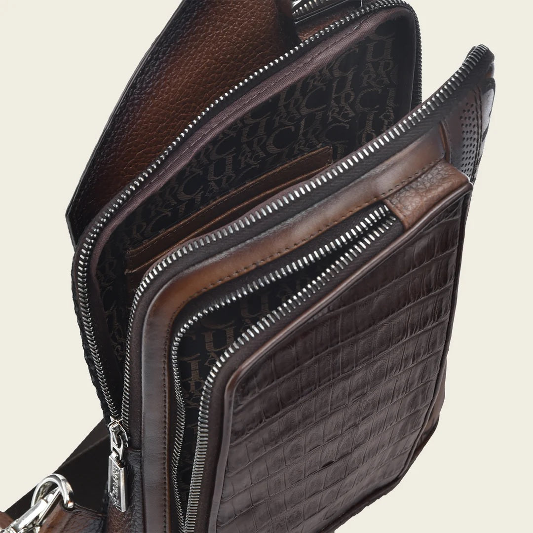 Mens Brown high exotic leather shoulder bag