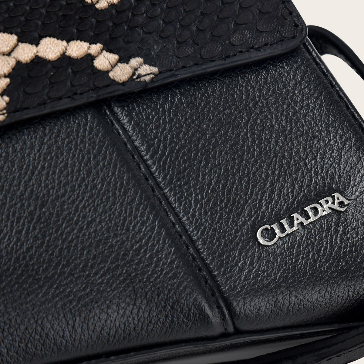 Black exotic leather asymmetrical handbag