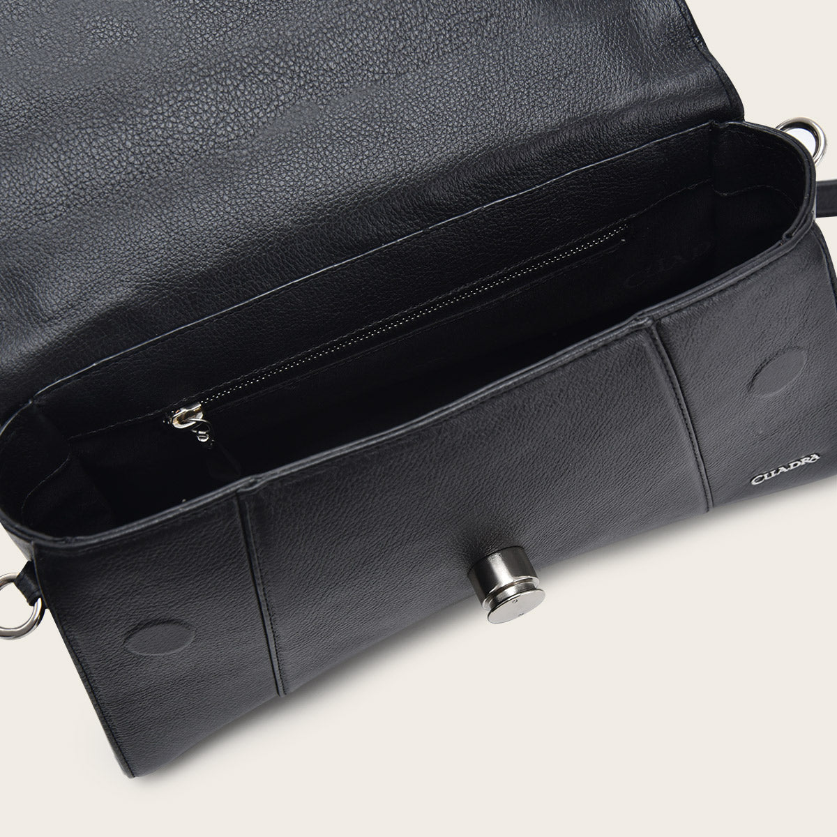 Black exotic leather asymmetrical handbag - BOD0CPH - Cuadra Shop