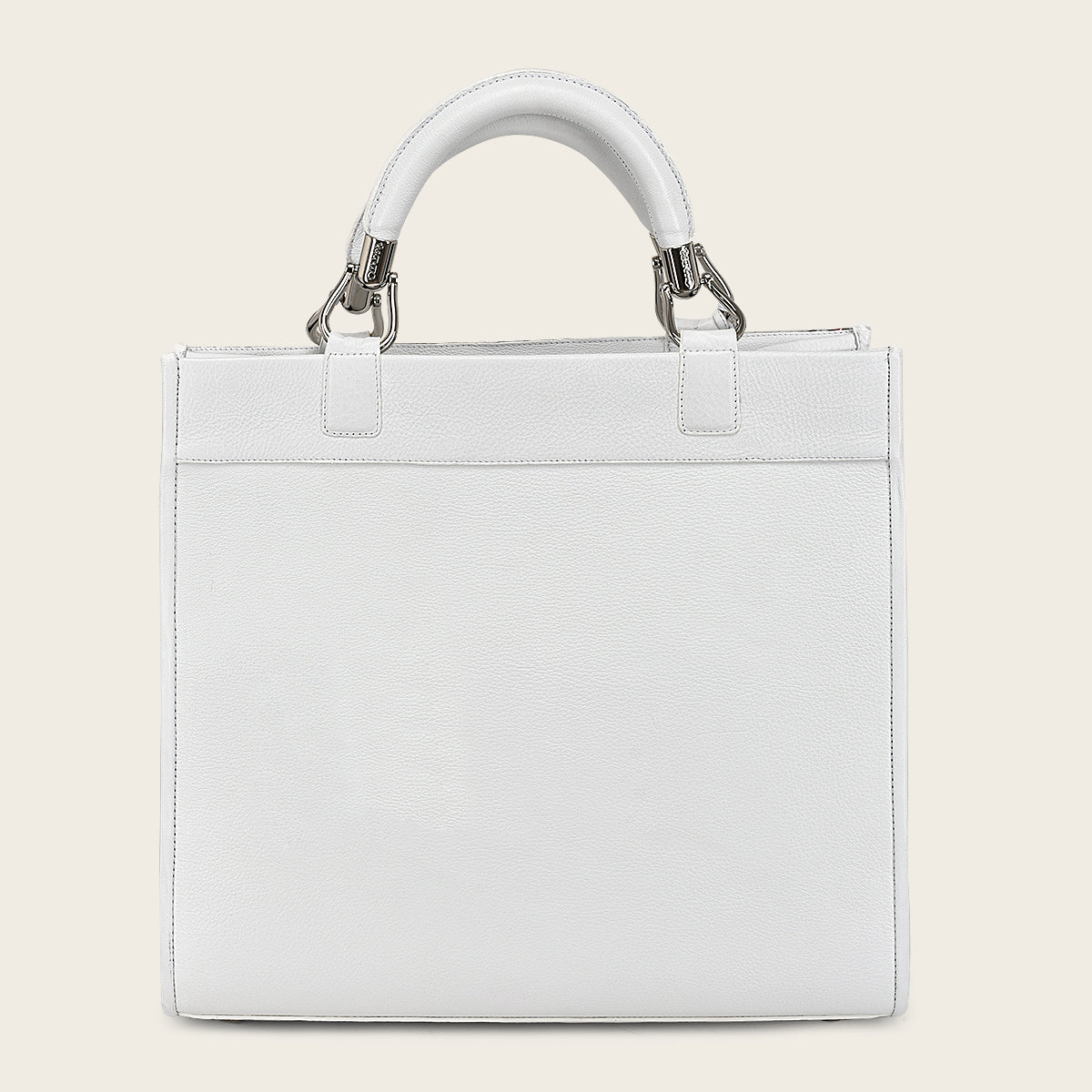 Full exotic white leather handbag