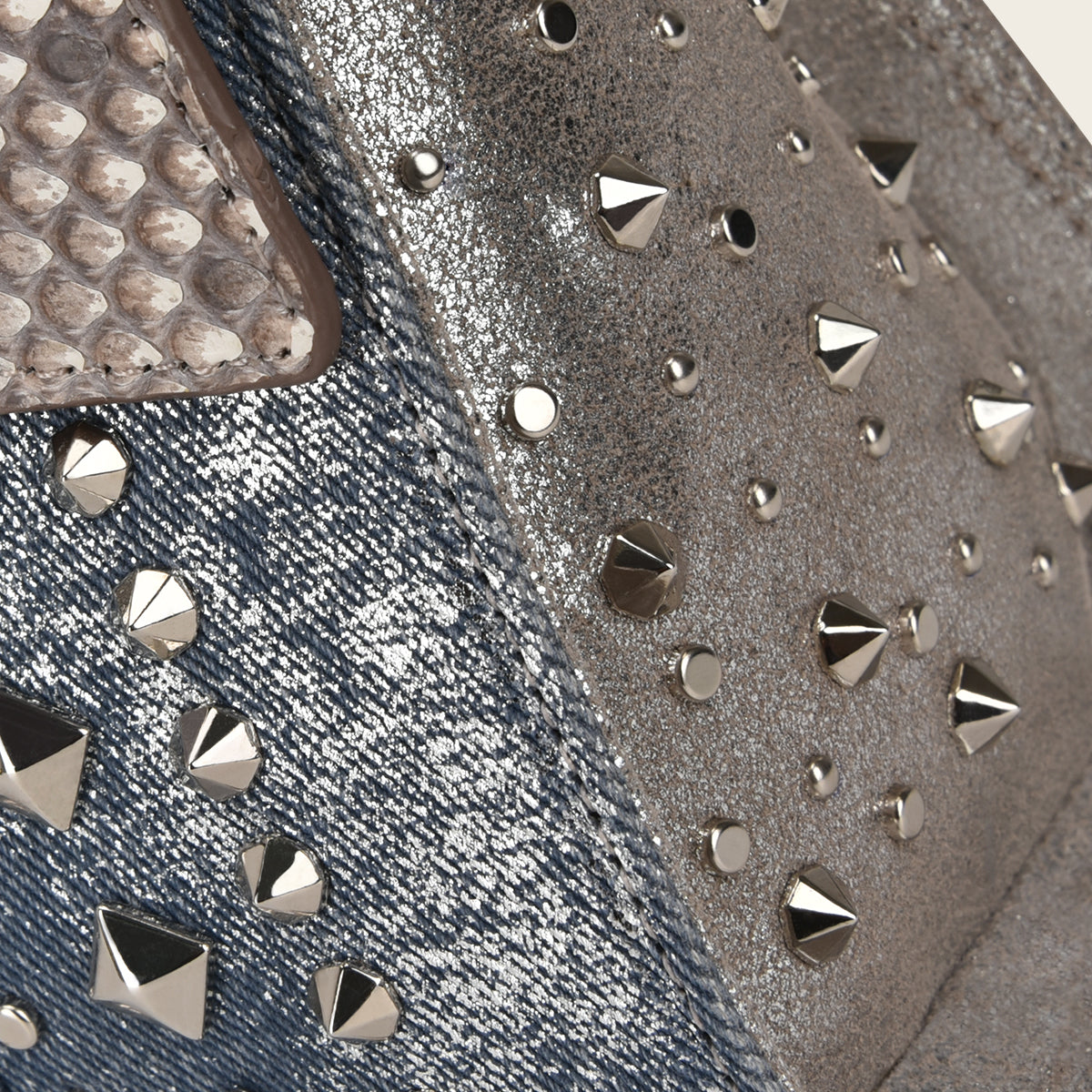 Silver exotic leather asymmetrical handbag