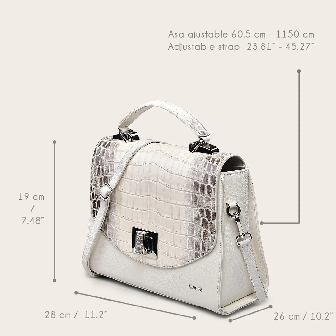 Handmade white exotic leather clutch handbag