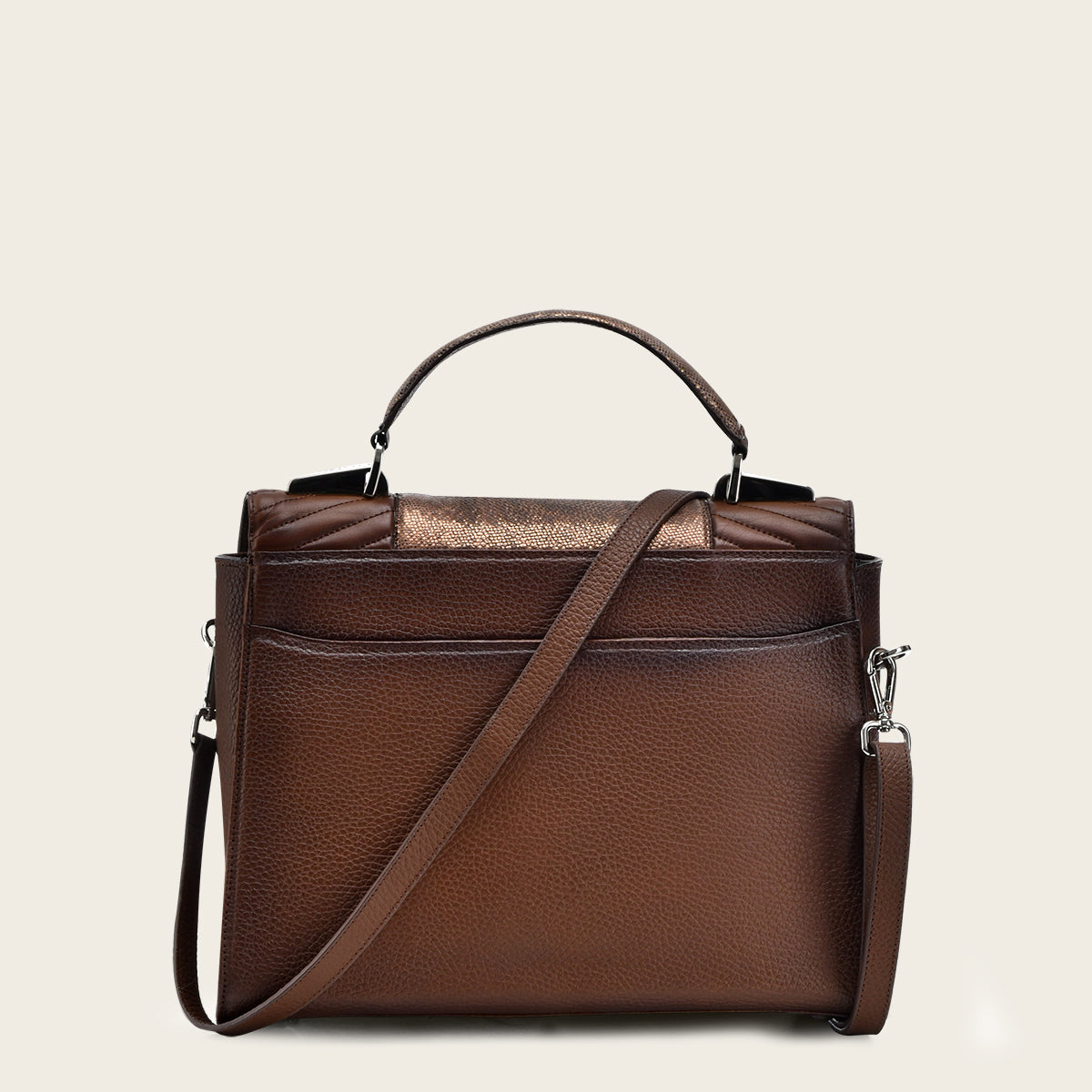 Modern Honey brown handbag with exotic leather detail