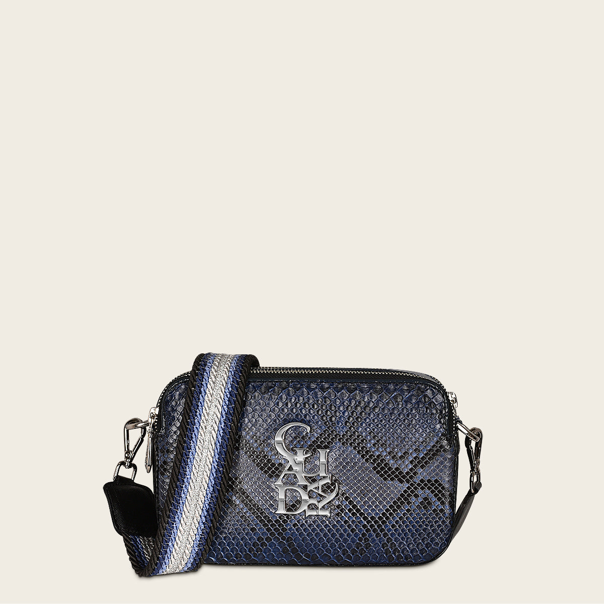 Blue exotic leather crossbody bag