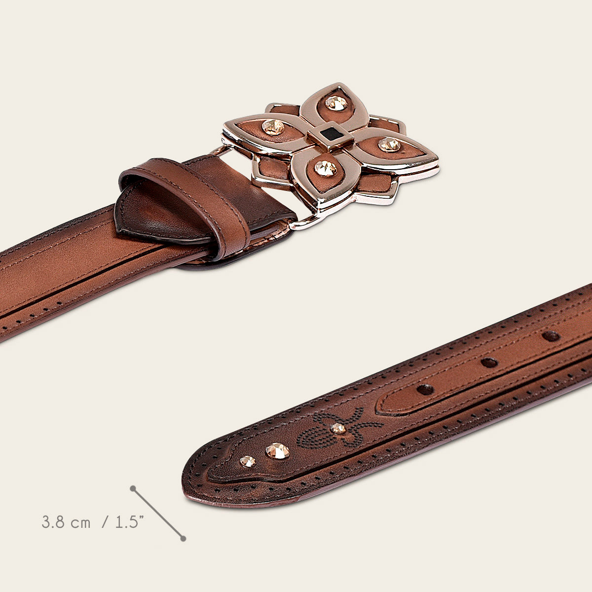 Handwoven brown leather minimalist belt