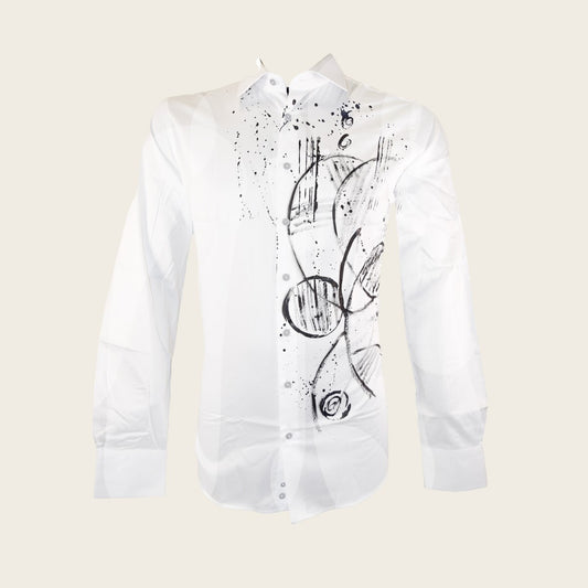 White print men shirt, the Cuadra shirt features a classic button-down front and cuffs. Premium fabric and a flawless fit